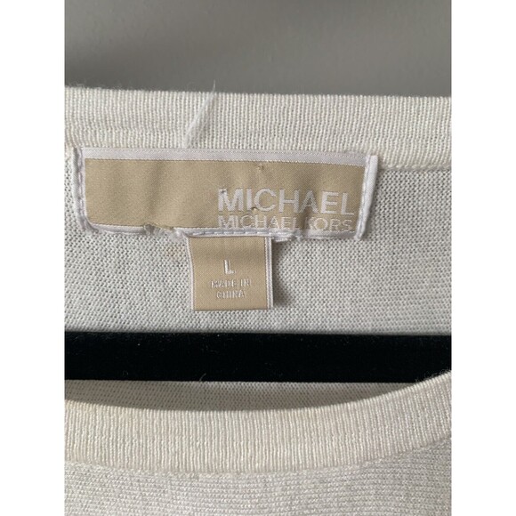 Michael Kors Women Drape Sweater XLarge Egg White Soft Knit Cold Shoulder - Picture 4 of 6